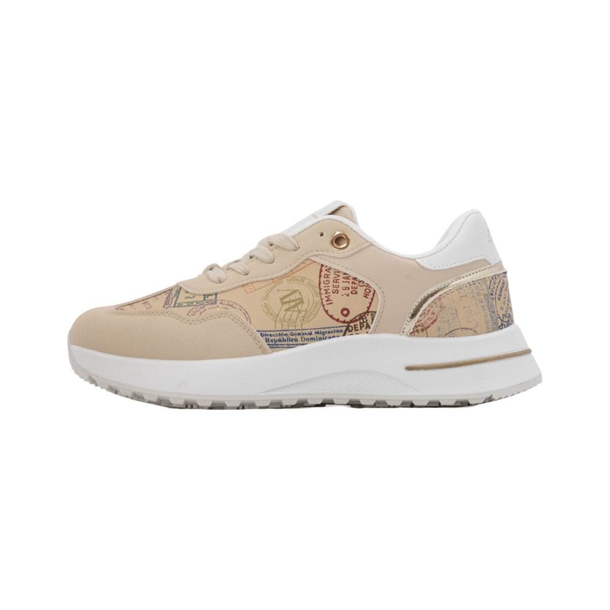 Sneakers platform ALV by Alviero Martini con lacci e stampa timbri viaggio - ALVSD0242
