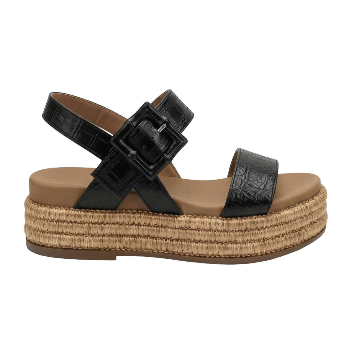 Sandalo platform donna con fibbia e zeppa in corda - ALVSD0254