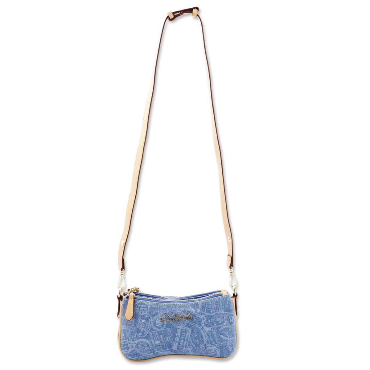 Borsa a spalla compatta Passport Denim con zip ALV by Alviero Martini - ALVB12503